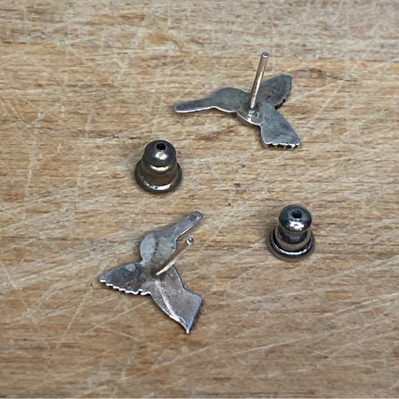 Sterling Silver Hummingbird Post Back Earrings Marked 925 - Picture 4 of 5